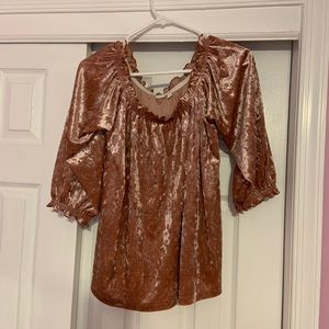 GAP rose gold velvet top